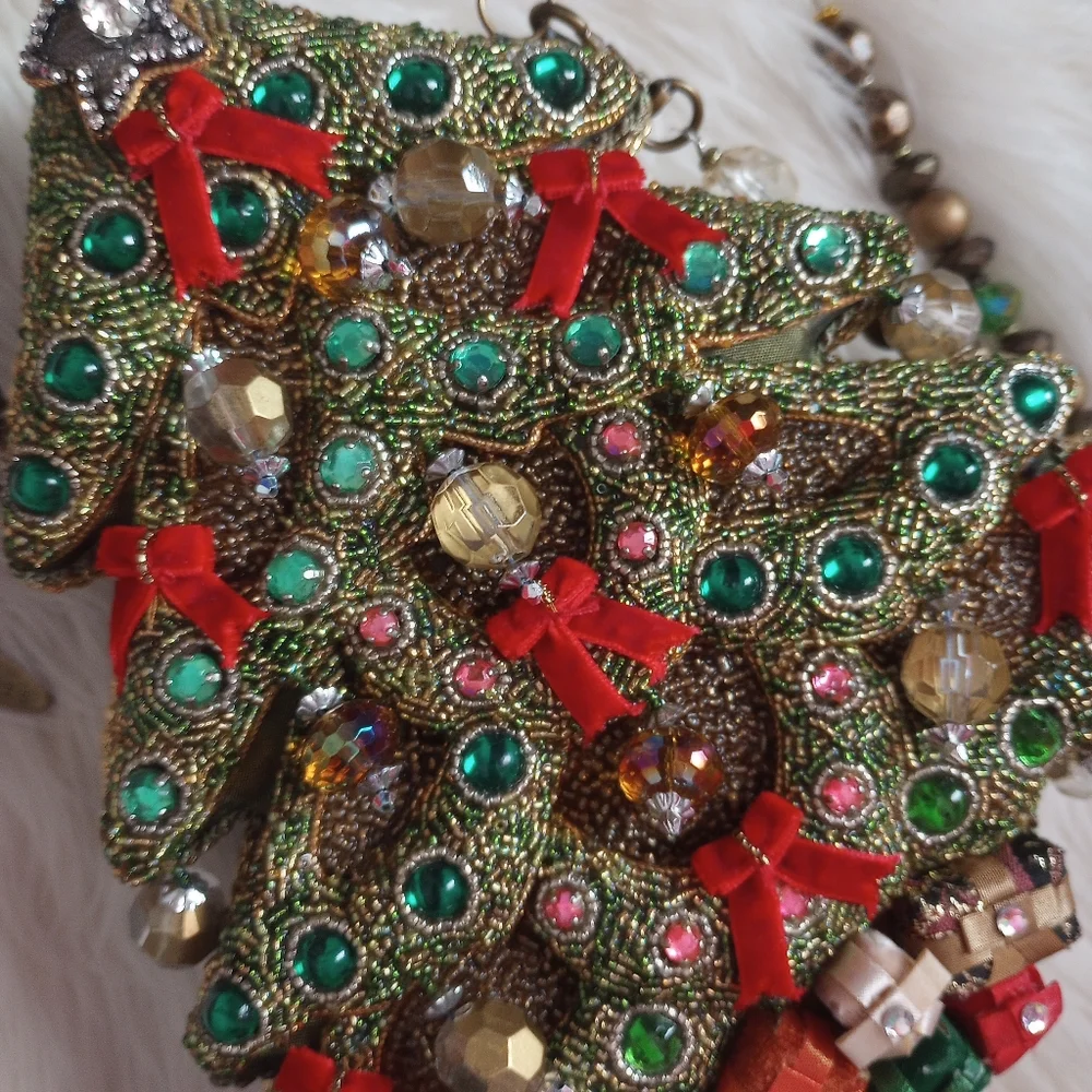 Mary Frances Will All the Trimmings Beaded Christmas Tree Holiday Vintage Bag - Picture 3 of 16